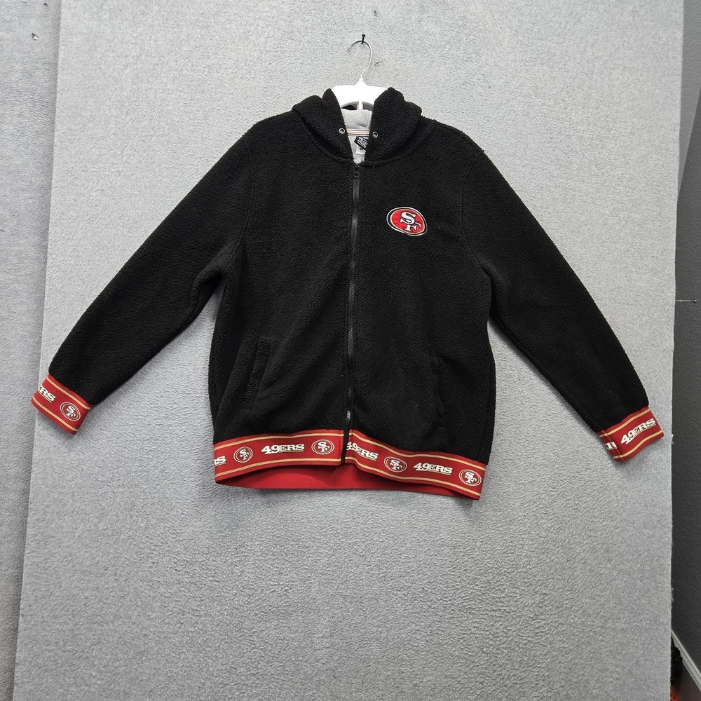 San Francisco 49ers Men Hoodie XL Black Sherpa Team Logo Embroidered Pocket READ
